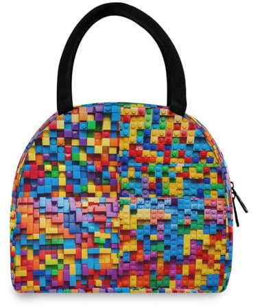 OWFKAY Lunch Bag Tote Bag Lunch Bag for Women Lunch Box Insulated Lunch Container-Colorful Lego Block