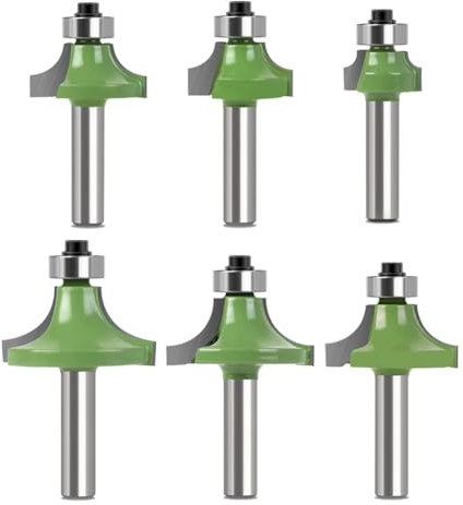 Lot de 6 Fraise Défonceuse à Bois 8 mm, Fraise Quart de Rond Avec Tige de 8 mm, Fraise a Surfacer Avec Roulement, Fraises pour Défonceuse à Bois,Fraise bois Pour le Travail du Bois Fraisage à Bord (6)