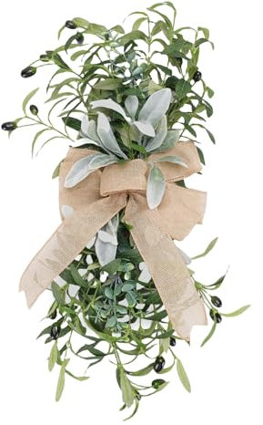 Decotta sospesa da scale oliva da 60 cm, ghirlanda della decorazione della parete del matrimonio artificiale di oliva ramo per camino e accento stagionale
