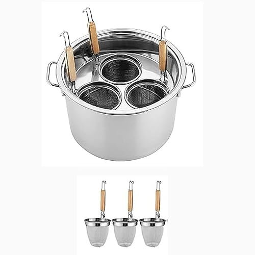 Commercial Pasta Pot Cooker,Insert Set with Divider and Colander Strainer Stockpots for Home Kitchen Restaurant (C 3 Holes)