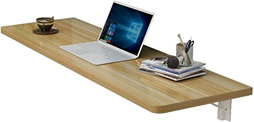 WXPGFEQ Platzsparender, wandmontierter Eck-Klapp-Computertisch, Holzbock-Arbeitstisch für Küche oder Büro, Beistelltisch mit Doppelstütze, 100 x 40 cm