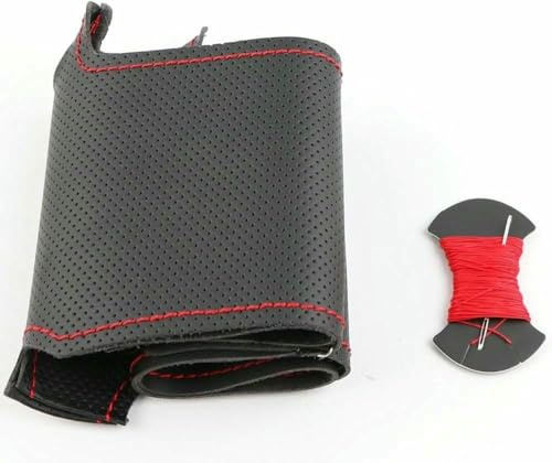 SXHLKJMF Selbstgenähter Lenkradbezug aus schwarzem Kunstleder für Golf 4 (MK4) 1997-2003, Passat B5 und Polo MK6 1999-2005