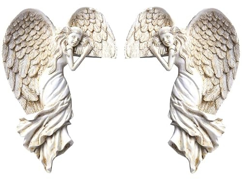 Tomotato 1 Paar Engelsflügel Türrahmen Dekoration, Harz 3D Engel Wandskulptur Engel Statuen Ornamente Skulptur für Türecke, Wohnzimmer, Schlafzimmer