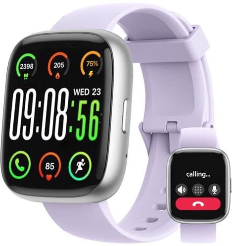 Smartwatch Damen Herren mit Alexa, Fitnessuhr mit Bluetooth Telefon 1,83, IP68 Wasserdicht Fitness Tracker Smart Watch mit 100 Sportmodi Herzfrequenz Schlafmonitor, Sportuhr für iOS Android, Lila