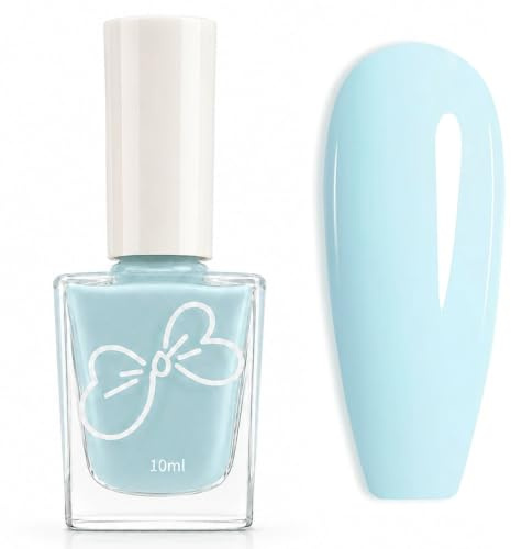 Baby Blue Nail Polish - Light Blue Nail Varnish - Pastel Long Lasting Nail Polish - Air Fast Drying 10ml Nail Lacquer Non Gel Oil-Based Nail Art Manicure Home DIY