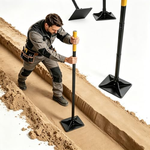 RugoTech Pilon manuel 20 x 20 cm – Compresseur de sol lourd avec manche de 120 cm, poignée antidérapante et raccord à double vis – Pilon de terre idéal pour jardin, pavé et construction.