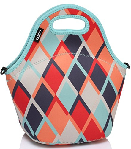 VASCHY Bolsa Termica porta Alimentos, Bolsa Comida Trabajo Bolsa Neopreno Almuerzo para Mujer Hombre Bolso Bandolera Isotermica con Correa para el Hombro Para Escuela Oficina Picnic Playa, Diamante