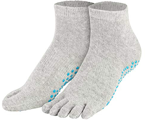 Piarini grau 1 Paar Zehensocken kurz ABS Socken aus Baumwolle Socken Yoga Tanzen Pilates Fitness 39 40 41 42