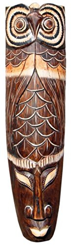 Schöne 50 cm Eule Holz Maske Owl Vogel Afrika Wandmaske Handarbeit Bali Maske81