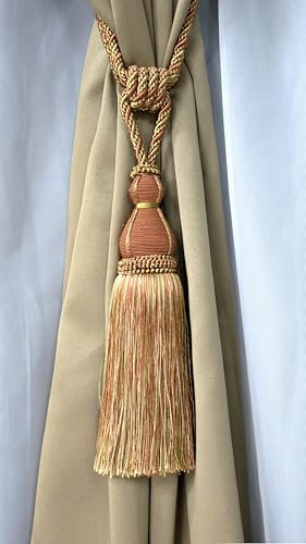 Elegant Kupfer, Olive Grün, Light Gold Vorhang & Draperie Quaste Raffhalter/38 cm, Quaste Lang 76 cm verteilt (Embrace) Stil # tbh15 – Rost 07