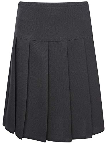 Kids Girls Women School Uniform Black Colour All Round Knife Pleated Skirt (13-14 Years)