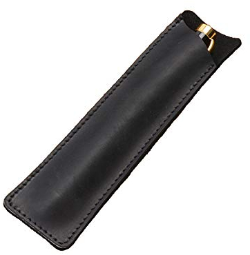 Daimay Crazy Horse Leder Stift-Etui Handgemachte Brunnen Stiftetui Schutzhülle für Kugelschreiber, Stylus Touch Pen - Schwarz