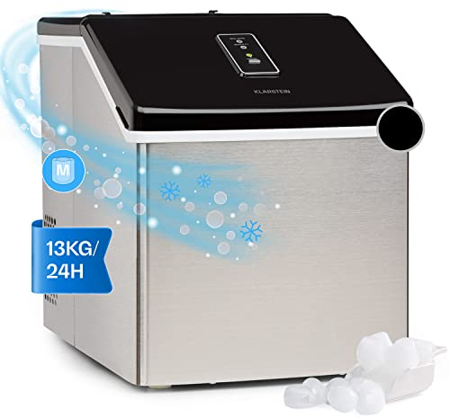 Klarstein Machine a Glacons pour la Maison, Capacité de 2.5L, Fabrique Rapidement Jusqu'à 13kg de Glacons, Machine à Glaçons de Taille Moyenne, Ice Maker avec Alarmes de Sécurité, Facile à Nettoyer