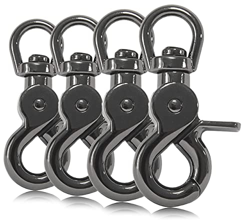 Ganzoo Scherenkarabiner-Haken mit Drehgelenk L: 60 mm, Schnappkarabiner für Hunde-Leine, 4 Stück, Wirbelkarabiner, Triggerhead für Paracord 550 Hundehalsband, legierter Stahl, Drehkopf, Farbe: Titan