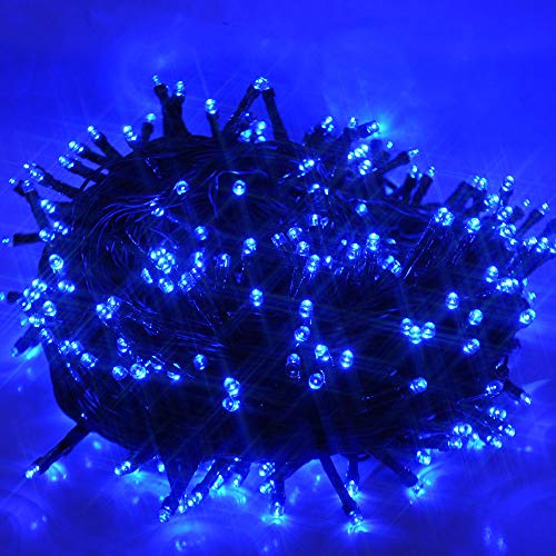 Wasserdichte Weihnachtslichterkette 300LED 30 Meter, BLAU, 8 Modi, 8-Stunden-Timer, Netzbetrieb