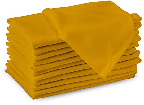 Encasa XO Baumwollstoffservietten | 12er-Set | Größe 43x43 cm | Mango Volltonfarbe | Waschmaschinenfest