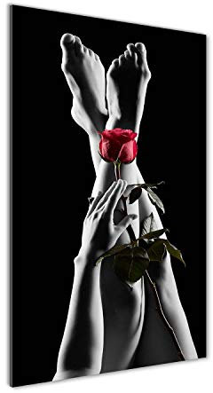 Tulup - Impression sur Verre Acrylique - 50x100 - Image sur Verre - Déco Mural derrière Le Plastique - Tableaux pour la Mur - Mural Art - Décoration - Sensualité - Rouge - Rose et Pieds