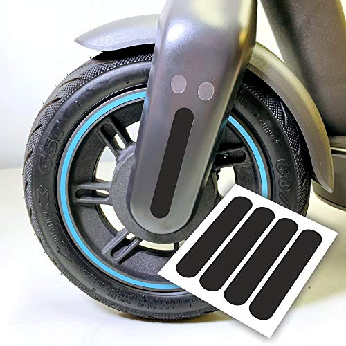m2medien 4 Aufkleber - Ovale Streifen geeignet für Segway Ninebot Max g30d E-Scooter (Schwarz Reflektierend)