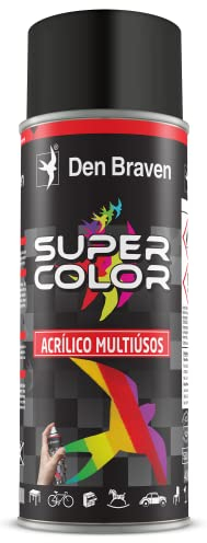 Bostik SUPER COLOR NEGRO SATINADO RAL 9005, Pintura en Spray Acrílica para Uso Profesional y Doméstico, Multiusos, Secado Rápido, Acabado Brillante, Interior y Exterior, Bote 400 ml