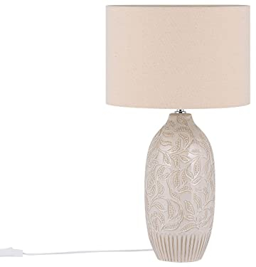 Beliani Moderne Tischleuchte im Salon Keramik/Polyester beige Salza