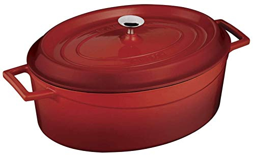 LAVA Cacerola de hierro fundido con tapa, apta para inducción, olla de hierro fundido, olla con revestimiento de esmalte, para todo tipo de fuegos, alta retención de calor