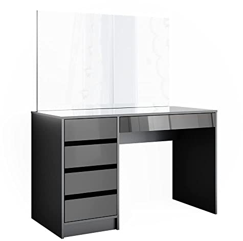 Vicco Schminktisch Sherry, Frisiertisch mit Spiegel, Anthrazit Hochglanz, 120 cm