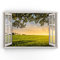 Estika - Leinwand Bilder Fensterblick - Wald, Feld - 120x80 cm - 1 teilige Wandbilder, Bild auf Leinwand, Modern Deko für wohnzimmer schlafzimmer - Natur Landschafts bilder - 5981A_1B