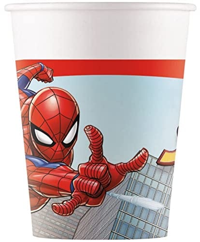 Folat 93864P Gobelets Papier FSC Spider-Man 200ml - 8 pièces