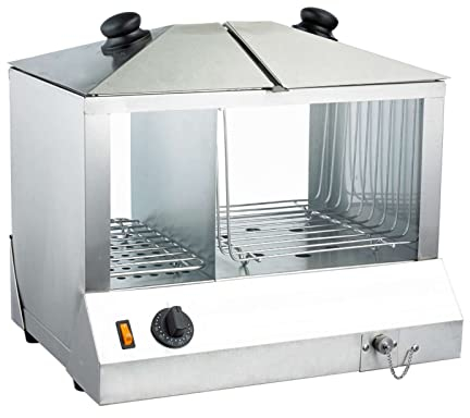 DRAGOnfy Commerical Hot Dog Steamer,Bun Warmer Electric Hotdogs Maker Machine with Bun Warmer, Countertop Food Steamers for Sausage Hotdogs Bun, Silver, 46x36x33cm