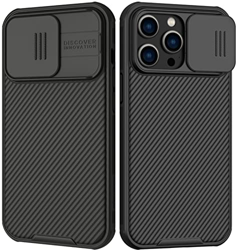Nillkin für iPhone 14 Pro Max Hülle mit Kameraschutz Schild [Schützt Ihre Privatsphäre] Rundumschutz Stoßfeste Kratzfeste Schutzhülle, Dünne Handyhülle für iPhone 14 Pro Max Schwarz