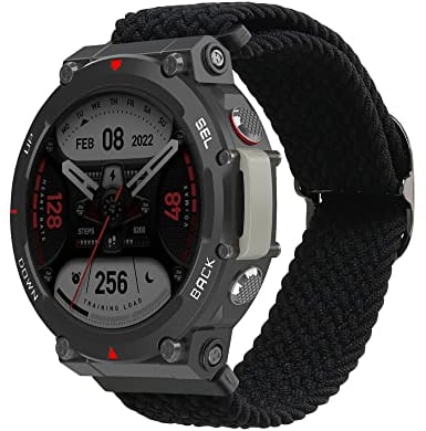 kwmobile Armband kompatibel mit Huami Amazfit T-Rex 2 - Nylon Fitnesstracker Sportarmband Band in Schwarz - Innenmaße von 14-22 cm