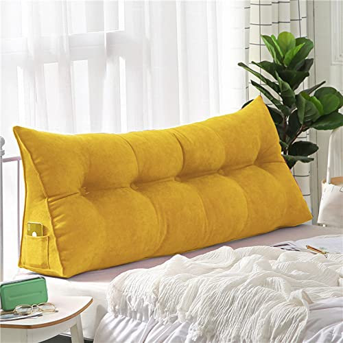UVCMDUI Rückenkissen Bett, Grosse Kissen Keilform Rückenlehne Kissen für Bett & Sofa,Gelb,180cm/70.9in