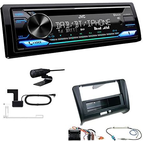 JVC KD-DB922BT 1-DIN Autoradio CD-Receiver Bluetooth DAB+ Digital Radio Einbauset kompatibel mit Audi TT 2006-2014 schwarz kein Bose