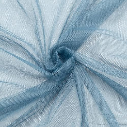 STOFFKONTOR Braut Tüll Stoff Soft Touch - Meterware, Farbe Tauben-Blau - zum Nähen von Bekleidung, Schleier, Dekoartikeln UVM.