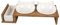 duvoplus, Set de 3 Bols en Céramique pour Chat, Modèle Stony Up, Support en Bois polywood, 3 Bols pour Manger, Boire et de l'herbe à Chat, Lavable au Lave-Vaisselle, 250 ML+350 ML, Blanc