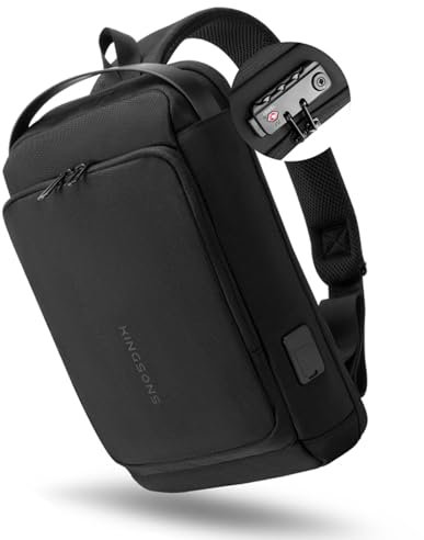 Kingsons Umhängetasche für Damen und Herren, kleine Umhängetasche, lässig, für Reisen, kleine Sport, Wandern, Radfahren, Hellblau, Schwarz, TSA-Schlossbeutel…