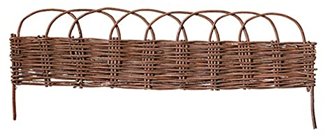 MERAXI Garten-Grenzzaun Natürliche gewebte Weide, wetterfester Mini-Lattenzaun für den Außenbereich für Blumenbeete, Rasen, Wege, Spalier, Paneele, Landschaft,D,100x35cm