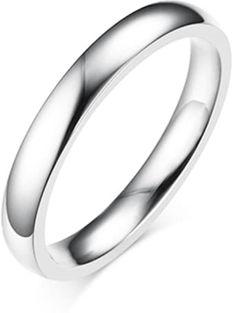 AURSTORE Schmuck Ring Mann Frau Ring Edelstahl Verlobung Hochzeit 4mm Größe nach Wahl 51-65 (silber, 51(16.2))