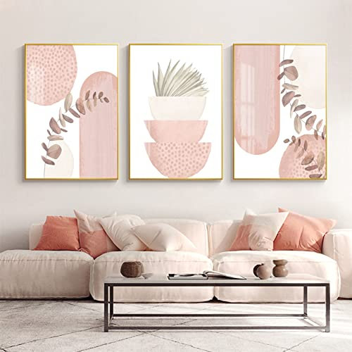 Sarah Duke 3er Abstrakt Poster Set, Rosa Aesthetic Wandbilder Moderne Bilder Leinwandbilder Ohne Rahmen Wandposter Wohnzimmer Schlafzimmer Decor (30x40 cm)