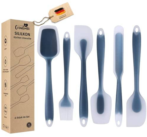 Coradoma Silikon Geschirrset Küche | Küchenutensilien 6-teilig Küchenhelfer Set mit Spatel, Spatula, Teigschaber, Kochlöffel | Kochbesteck Kochgeschirr Haushaltshelfer Küchenzubehör