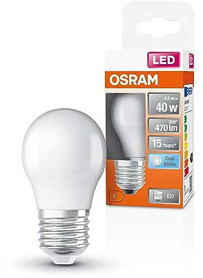 OSRAM LED Star Classic P40 LED Lampe für E27 Sockel, Tropfenform, matte Optik, 470 Lumen, kaltweiß (4000K), Ersatz für herkömmliche 40W Glühbirnen, nicht dimmbar, 1er-Pack