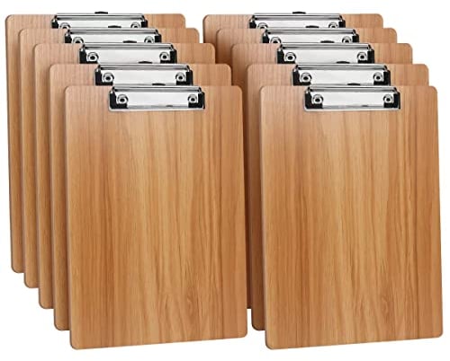 (Lot de 10) A4 Porte-Blocs en Bois avec Pince,Clipboard Planchettes à Pince Avec Clip et Trou de Suspension,Porte-Formulaires Pour Bureau, Salle de Classe, le Restaurant