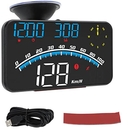 Vomeko Universal Smart HUD GPS Velocímetro Pantalla LED 5V Compatible con coches y camiones Sistemas de aviso velocidad Cálculo distancia Medición del tiempo conducción Gadgets (Blue)