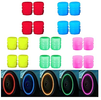 20Pcs Fluorescent Car Tire Valve Cap Luminous Bike Tire Valve Stem Caps Glow in The Dark,Universal Illuminated Auto Car Wheel Valve Stem Cover,for Cars Trucks Motorcycles SUVs and Bikes