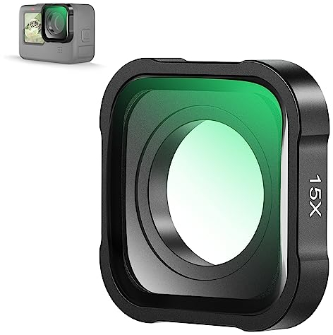 NEEWER Obiettivo d'Ingrandimento 15X Compatibile con GoPro Hero 13 12 11 10 9 Action Cam,Antiriflesso Vetro Ottico HD Multistrato Distanza Focale 7-10cm per Foto Macro Primo Piano,Non Antiacqua, LS-31