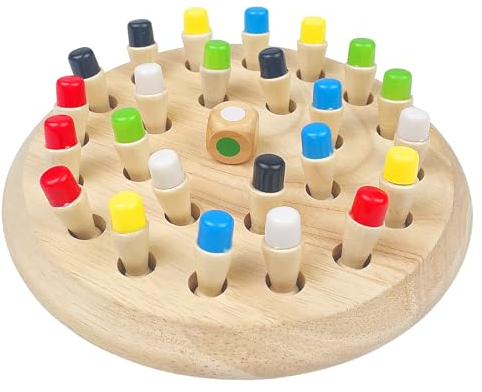 Tekenewbse Scacchi di Memoria, Giochi Montessori superiore a 3 anni Scacchi Bambini Giochi Legno, Memory Gioco Scacchi Legno, Regalo Adatto per Bambini Anziani, Giocattolo per da Allenamento Memoria