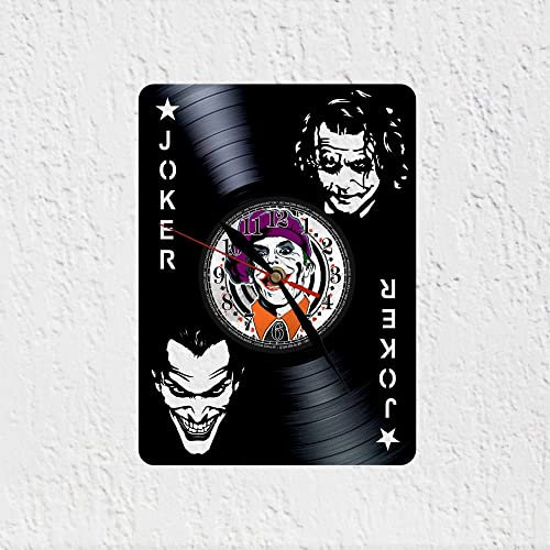 VINY WOODY Wanduhr aus Vinyl-Schallplatte, Komfort von Kartendecks Joker Comic Film