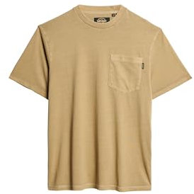 Superdry Herren T-Shirt mit Tasche und Kontrastnähten Verwaschenes Cappuccino M