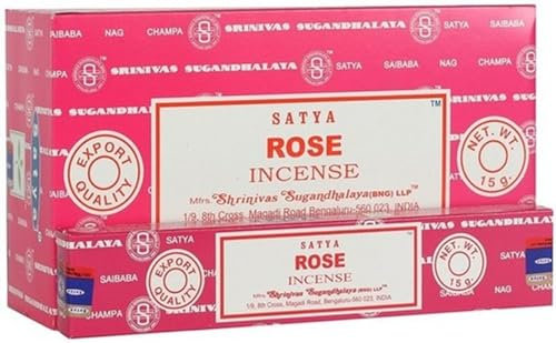 Anémone - Encens SATYA - Bâtonnets d'Encens Naturels - Boîtes de 15g (Rose, 12 Boîtes)