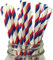 LUMOUS ROLA Paper Straws, Drinking Straws Assorted Bio Degradable Drinking Paper Straws Wedding Party, Party Straws, Restaurant, Juice Drinking Straws (50X White with Red Blue Stripes)